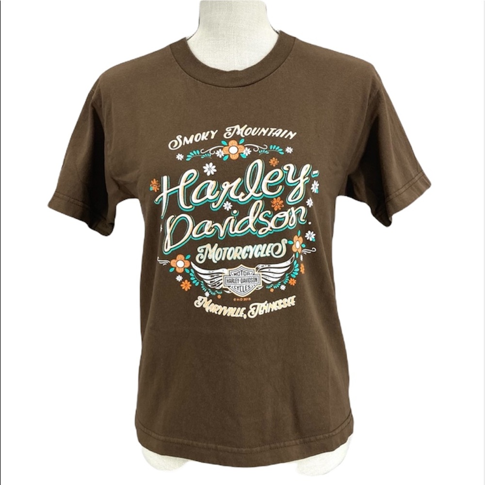 HARLEY-DAVIDSON Brown Woman’s Short Sleeve Tee Shirt Size Medium